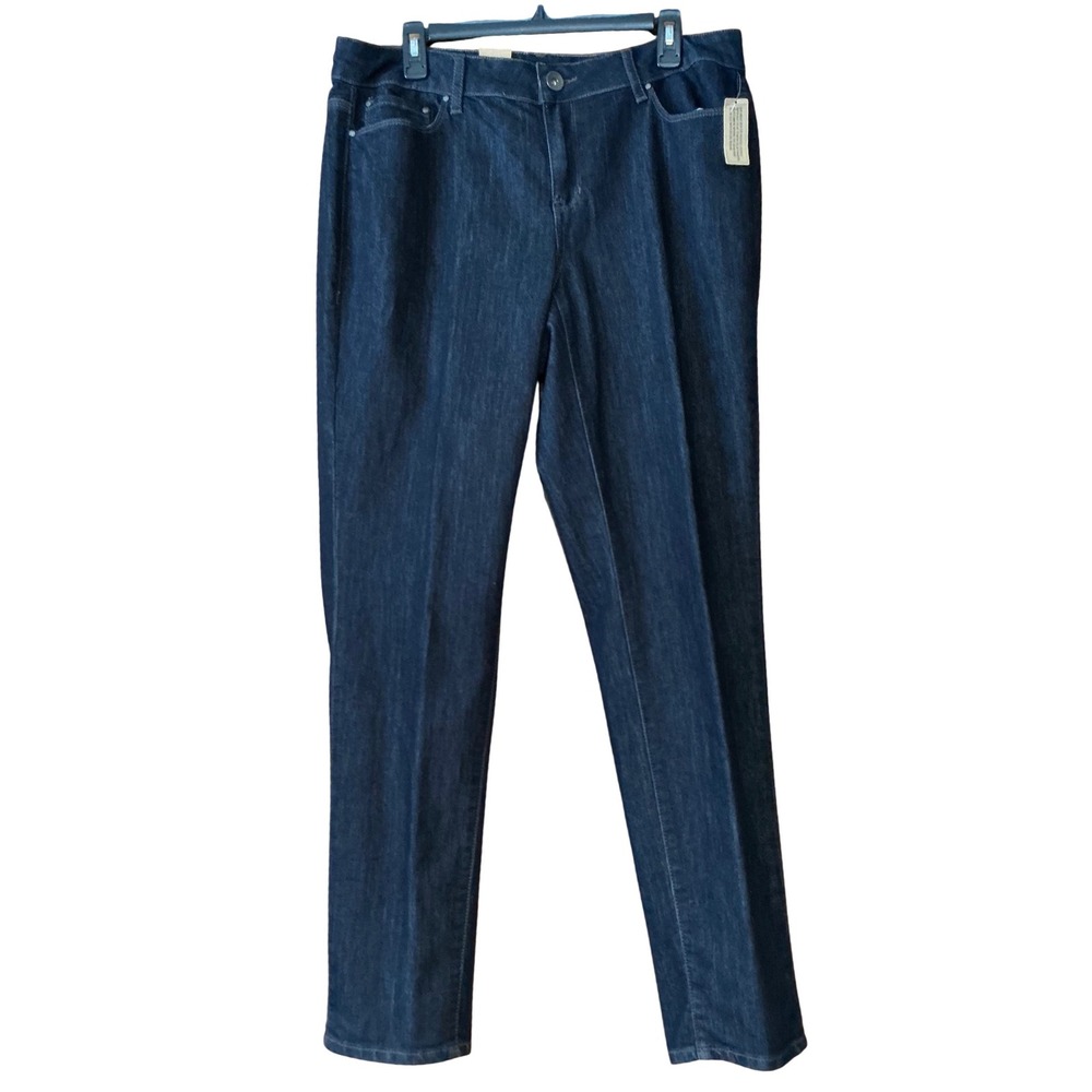 NWT DKNY Designer Soho Jeans Womens 16W Mid Rise Skinny Leg Dark Wash Party Work